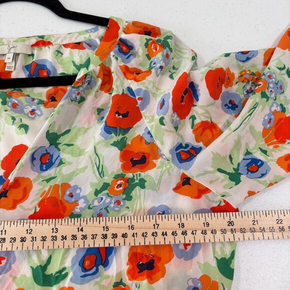 Joie 100% Silk Multi Floral Blouse Women M Poppies Bloom Artsy Airy Cottagecore - Picture 7 of 8